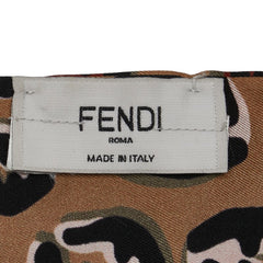 フェンディ ズッカ レオパード ラッピー スカーフ ブラウン ブラック レッド シルク レディース FENDI 【中古】