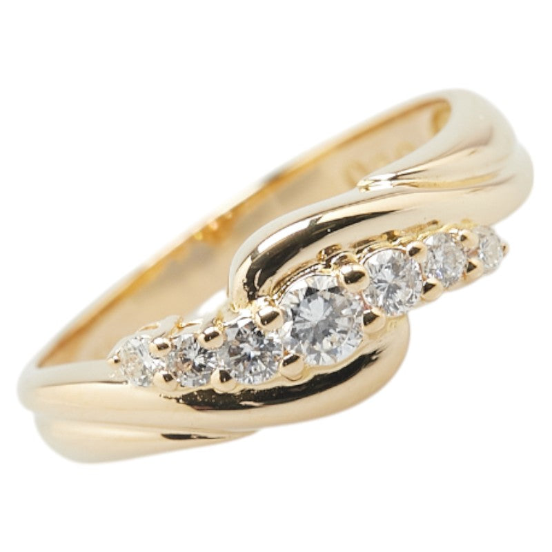 K18YG イエローゴールド ダイヤ0.30ct リング 指輪 レディース 12号 【中古】