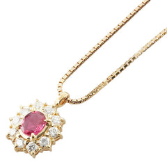 K18YG イエローゴールド ルビー0.43ct ダイヤ0.36ct ペンダントネックレス レディース 【中古】