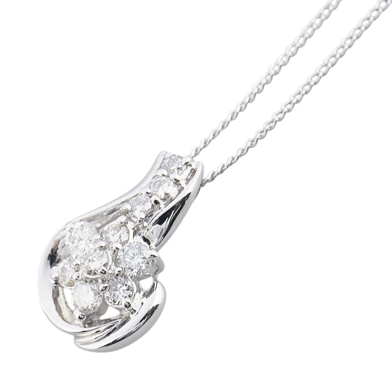 Pt900 プラチナ Pt850 プラチナ ダイヤ0.50ct フラワー 花 モチーフ ペンダントネックレス レディース 【中古】
