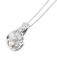 Pt900 プラチナ Pt850 プラチナ ダイヤ0.50ct フラワー 花 モチーフ ペンダントネックレス レディース 【中古】