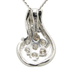 Pt900 プラチナ Pt850 プラチナ ダイヤ0.50ct フラワー 花 モチーフ ペンダントネックレス レディース 【中古】