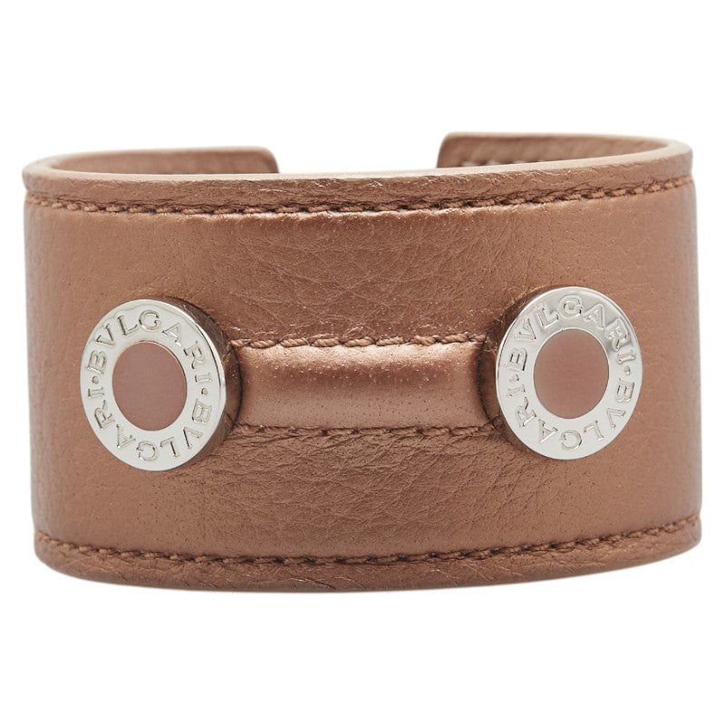 ブルガリ ブルガリブルガリ バングル ベージュ シルバー レザー メタル レディース BVLGARI 【中古】