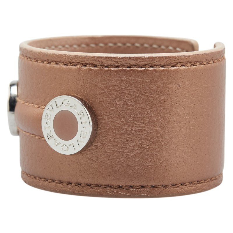 ブルガリ ブルガリブルガリ バングル ベージュ シルバー レザー メタル レディース BVLGARI 【中古】