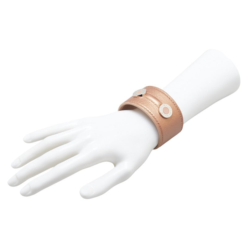 ブルガリ ブルガリブルガリ バングル ベージュ シルバー レザー メタル レディース BVLGARI 【中古】