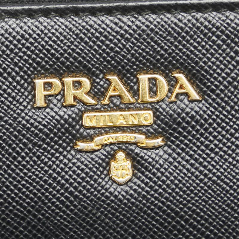 プラダ ラウンドファスナー 長財布 1M0506 ブラック レザー レディース PRADA 【中古】