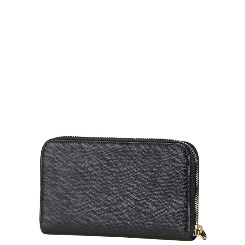 プラダ ラウンドファスナー 長財布 1M0506 ブラック レザー レディース PRADA 【中古】