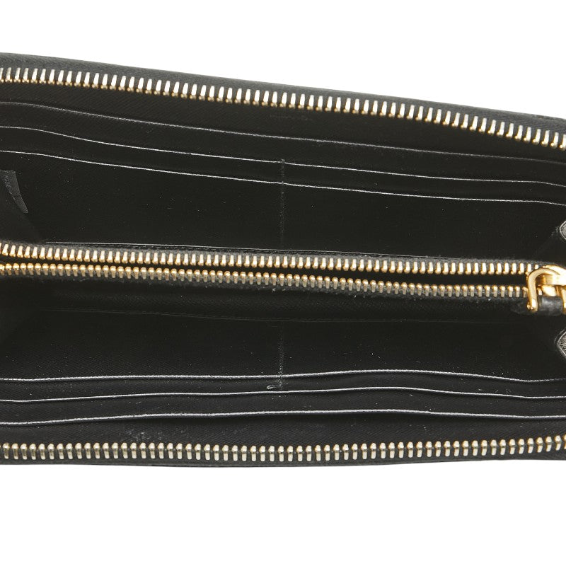 プラダ ラウンドファスナー 長財布 1M0506 ブラック レザー レディース PRADA 【中古】