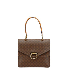 セリーヌ マカダム ハンドバッグ ブラウン PVC レザー レディース CELINE 【中古】