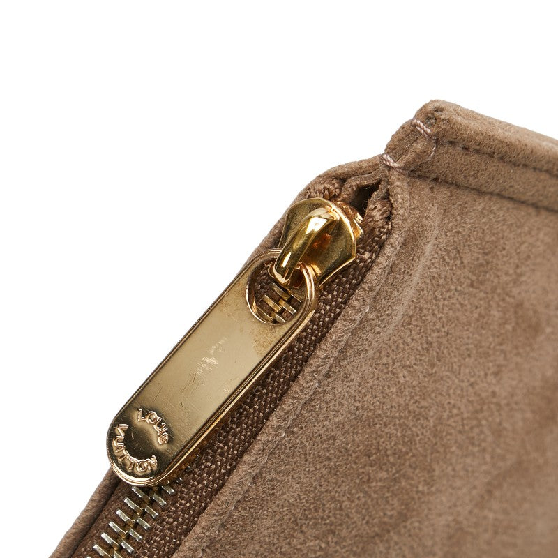 ルイ ヴィトン ポーチ 小物入れ グレー スウェード レディース LOUIS VUITTON 【中古】