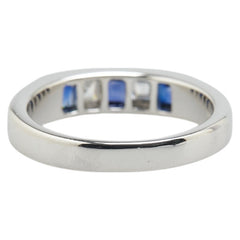 Pt900 プラチナ サファイア0.74ct ダイヤ0.26ct 一文字 リング 指輪 レディース 13号 【中古】