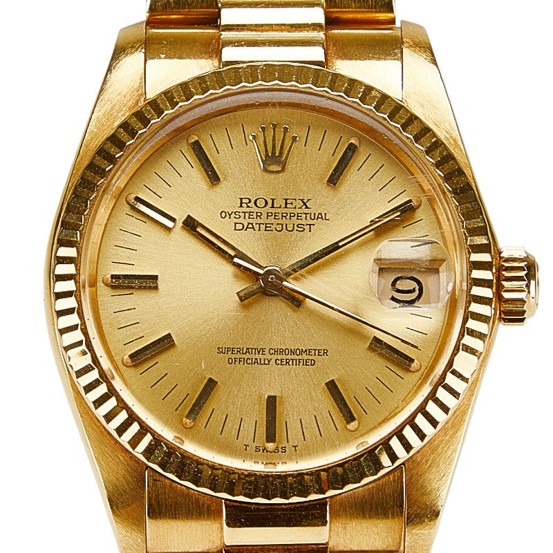 ロレックス デイトジャスト ボーイズ 腕時計 68278 自動巻き ゴールド文字盤 K18YG イエローゴールド メンズ ROLEX 【中古】