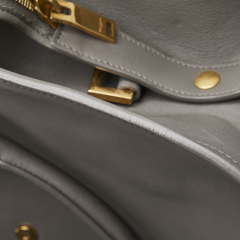 サンローラン カサンドラ ベイビー カバス スモール ハンドバッグ ショルダーバッグ 2WAY 394461 グレー レザー レディース SAINT LAURENT 【中古】