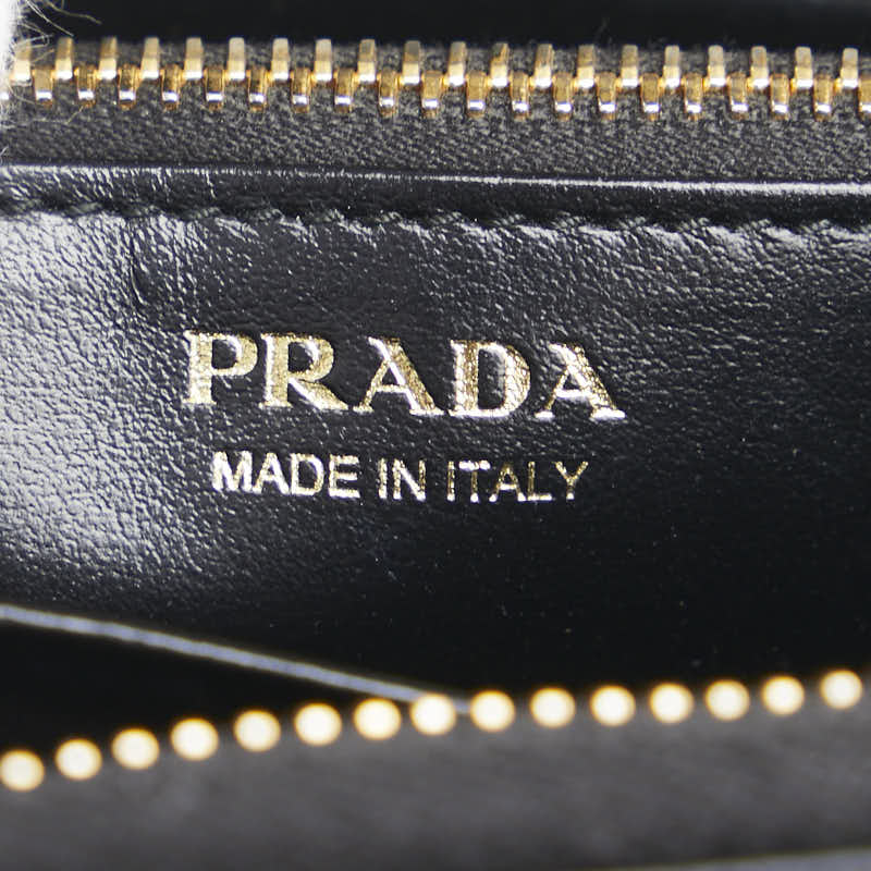プラダ ラウンドファスナー 長財布 1ML157 ブラック レザー レディース PRADA 【中古】