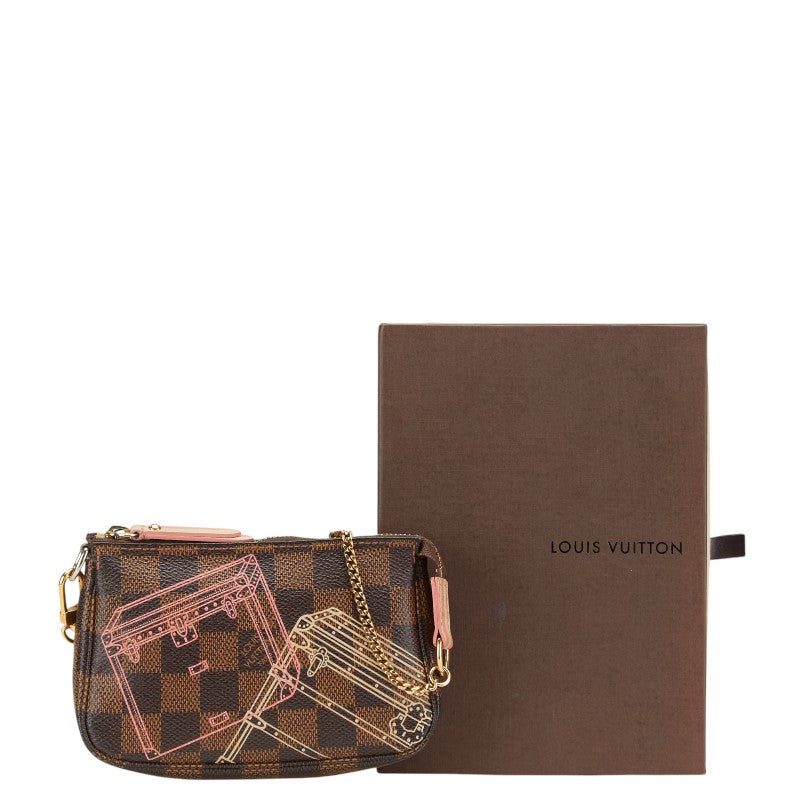 ルイ ヴィトン ダミエ ミニ ポシェット アクセソワール ポーチ N41433 ブラウン PVC レザー レディース LOUIS VUITTON 【中古】