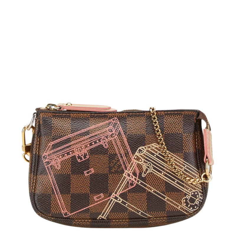 ルイ ヴィトン ダミエ ミニ ポシェット アクセソワール ポーチ N41433 ブラウン PVC レザー レディース LOUIS VUITTON 【中古】