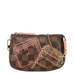 ルイ ヴィトン ダミエ ミニ ポシェット アクセソワール ポーチ N41433 ブラウン PVC レザー レディース LOUIS VUITTON 【中古】