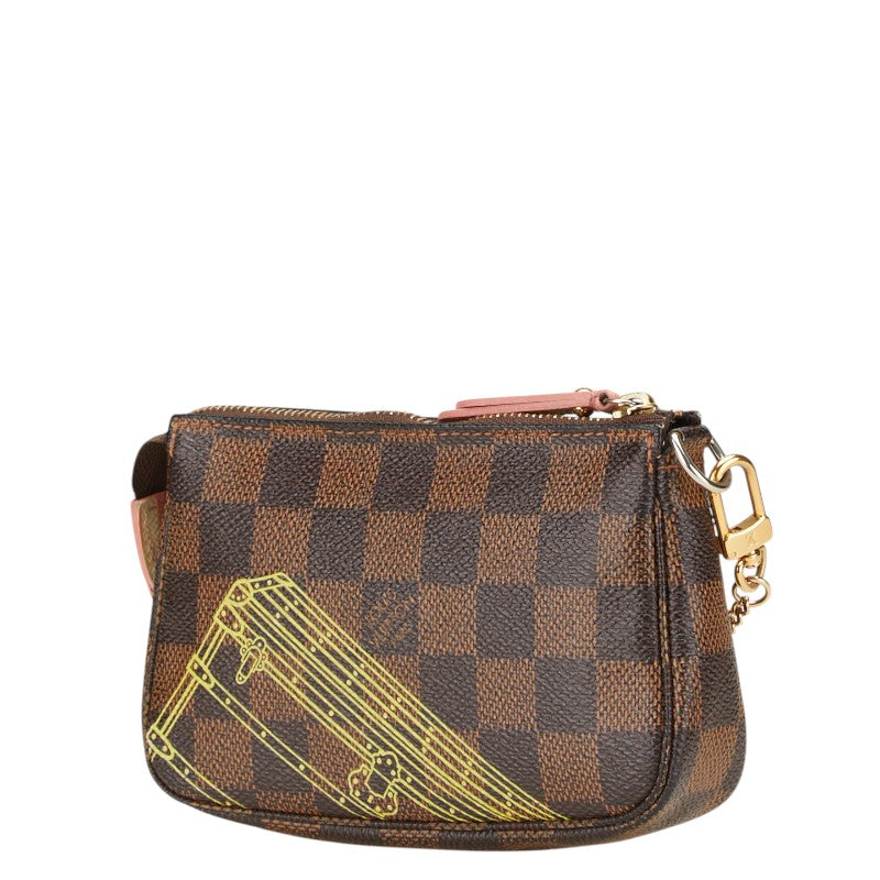 ルイ ヴィトン ダミエ ミニ ポシェット アクセソワール ポーチ N41433 ブラウン PVC レザー レディース LOUIS VUITTON 【中古】
