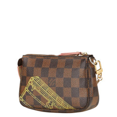 ルイ ヴィトン ダミエ ミニ ポシェット アクセソワール ポーチ N41433 ブラウン PVC レザー レディース LOUIS VUITTON 【中古】