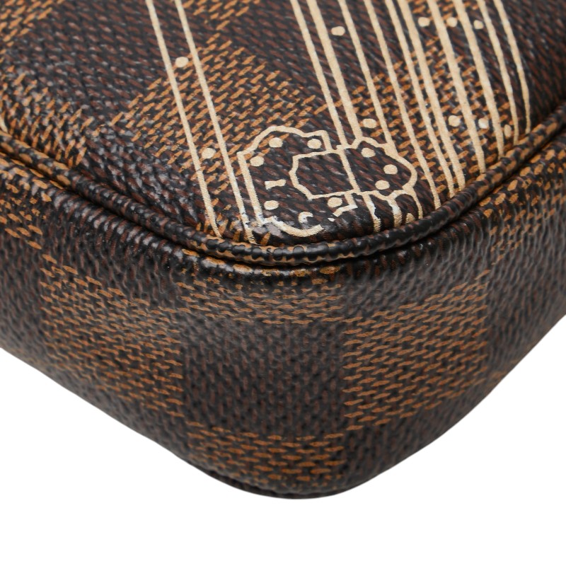 ルイ ヴィトン ダミエ ミニ ポシェット アクセソワール ポーチ N41433 ブラウン PVC レザー レディース LOUIS VUITTON 【中古】