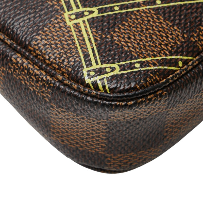 ルイ ヴィトン ダミエ ミニ ポシェット アクセソワール ポーチ N41433 ブラウン PVC レザー レディース LOUIS VUITTON 【中古】