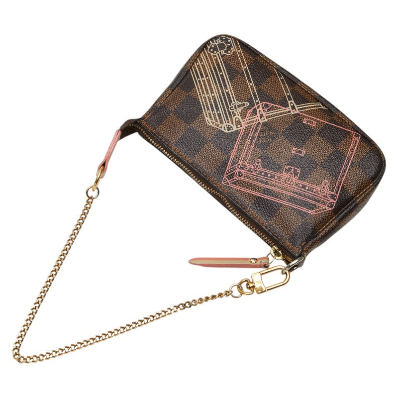 ルイ ヴィトン ダミエ ミニ ポシェット アクセソワール ポーチ N41433 ブラウン PVC レザー レディース LOUIS VUITTON 【中古】