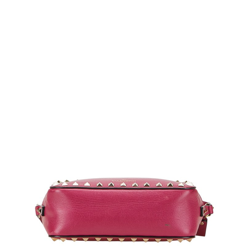 ヴァレンチノ スタッズ ショルダーバッグ ピンク レザー レディース Valentino 【中古】
