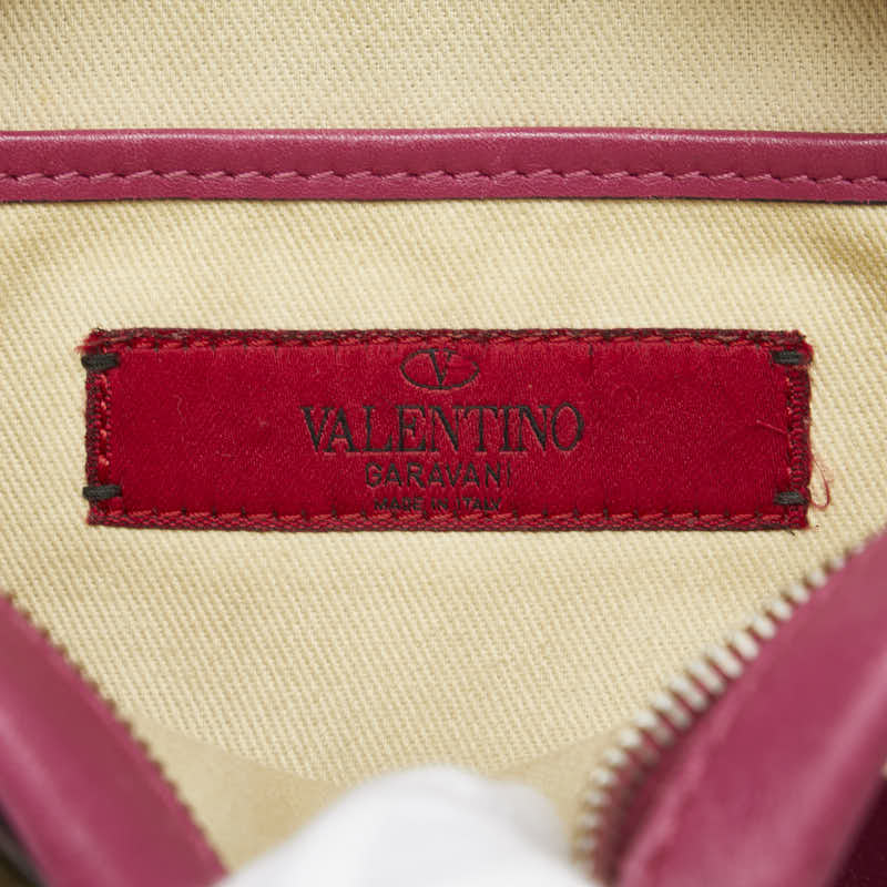 ヴァレンチノ スタッズ ショルダーバッグ ピンク レザー レディース Valentino 【中古】