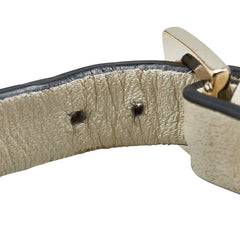 ヴァレンチノ ロックスタッズ ブレスレット ホワイト ゴールド レザー メッキ レディース Valentino 【中古】