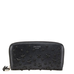 ジミーチュウ スタースタッズ ラウンドファスナー 長財布 ブラック レザー レディース JIMMY CHOO 【中古】