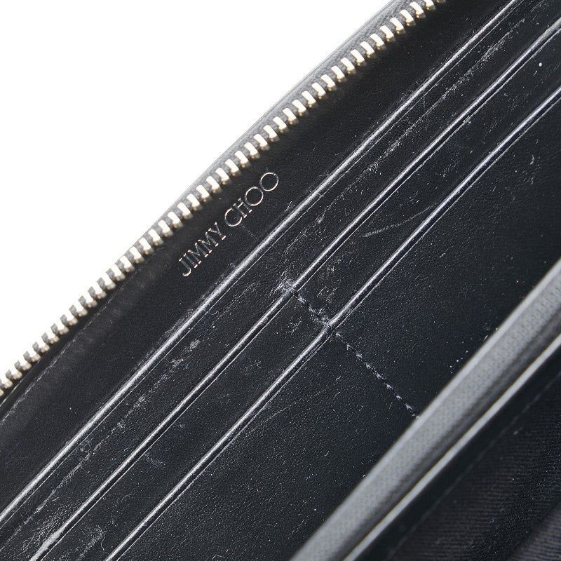 ジミーチュウ スタースタッズ ラウンドファスナー 長財布 ブラック レザー レディース JIMMY CHOO 【中古】