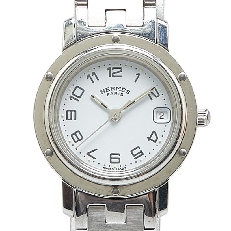 エルメス クリッパー 腕時計 CL4.210 クオーツ ホワイト文字盤 ステンレススチール レディース HERMES 【中古】