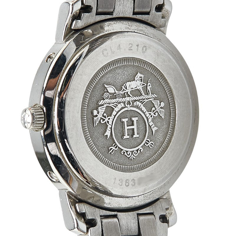 エルメス クリッパー 腕時計 CL4.210 クオーツ ホワイト文字盤 ステンレススチール レディース HERMES 【中古】