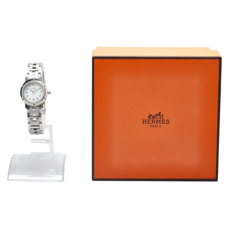エルメス クリッパー 腕時計 CL4.210 クオーツ ホワイト文字盤 ステンレススチール レディース HERMES 【中古】