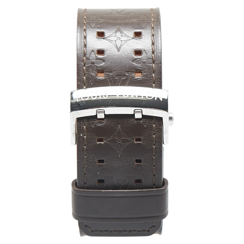 ルイ ヴィトン タンブール 腕時計 Q1111 クオーツ ブラウン文字盤 ステンレススチール レザー メンズ LOUIS VUITTON 【中古】