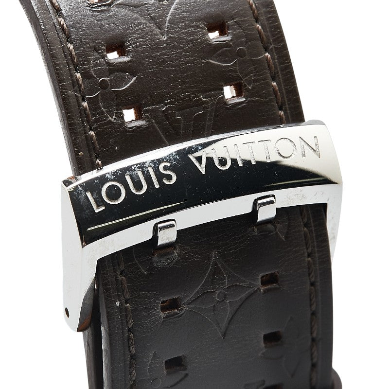 ルイ ヴィトン タンブール 腕時計 Q1111 クオーツ ブラウン文字盤 ステンレススチール レザー メンズ LOUIS VUITTON 【中古】