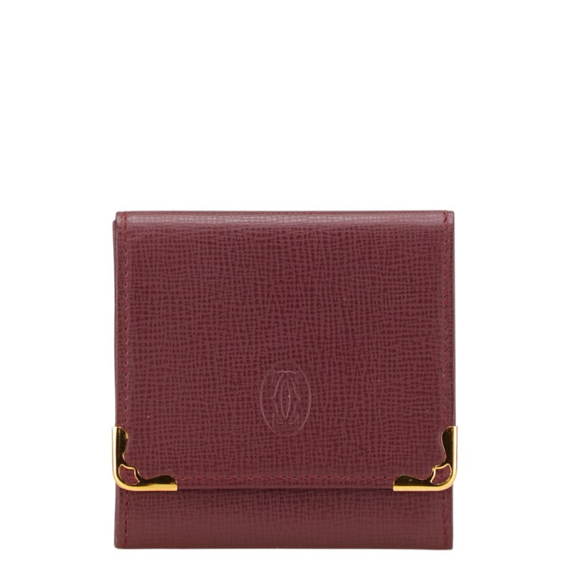 カルティエ マストライン コインケース ワインレッド ボルドー レザー レディース CARTIER 【中古】