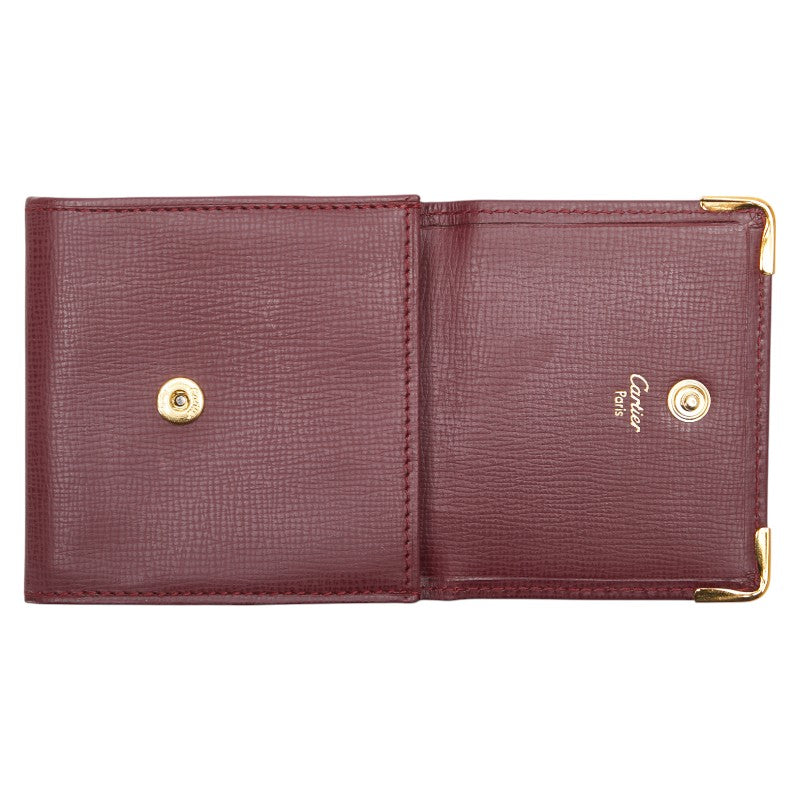 カルティエ マストライン コインケース ワインレッド ボルドー レザー レディース CARTIER 【中古】