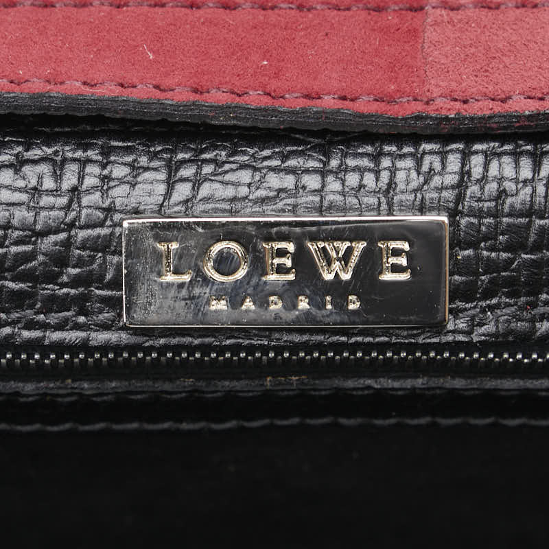 ロエベ バルセロナ ハンドバッグ ショルダーバッグ 2WAY ワインレッド スウェード レザー レディース LOEWE 【中古】