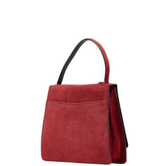 ロエベ バルセロナ ハンドバッグ ショルダーバッグ 2WAY ワインレッド スウェード レザー レディース LOEWE 【中古】