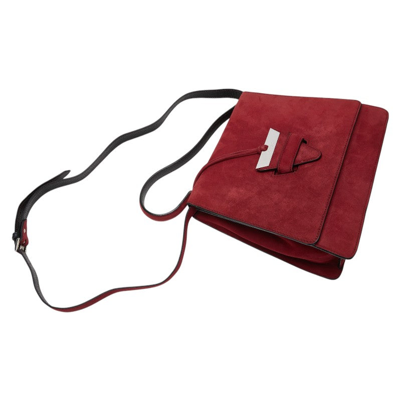 ロエベ バルセロナ ハンドバッグ ショルダーバッグ 2WAY ワインレッド スウェード レザー レディース LOEWE 【中古】