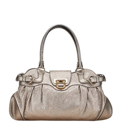 サルヴァトーレフェラガモ ガンチーニ ハンドバッグ AU-21 5370 ゴールド レザー レディース Salvatore Ferragamo 【中古】