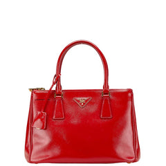 プラダ 三角ロゴプレート ハンドバッグ レッド パテントレザー レディース PRADA 【中古】