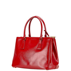プラダ 三角ロゴプレート ハンドバッグ レッド パテントレザー レディース PRADA 【中古】