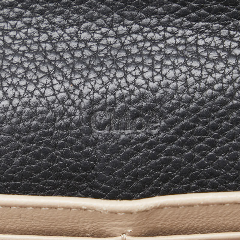 クロエ ジョージア ダブルフラップ 長財布 ブラック レザー レディース Chloe 【中古】