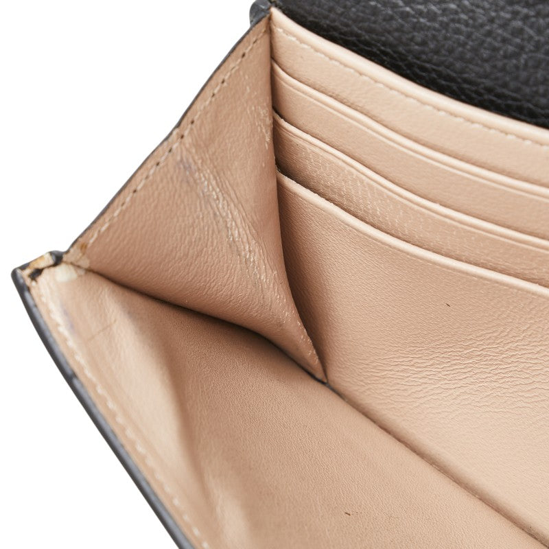 クロエ ジョージア ダブルフラップ 長財布 ブラック レザー レディース Chloe 【中古】