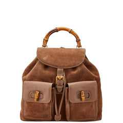 グッチ バンブー リュック バックパック 003 1998 0016 ブラウン スウェード レザー レディース GUCCI 【中古】