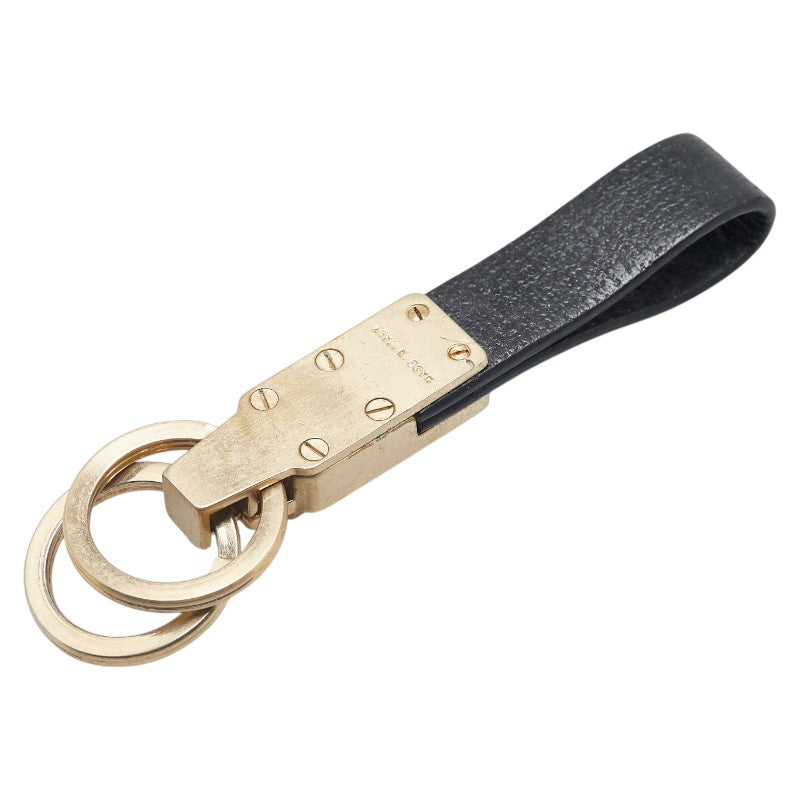 サルヴァトーレフェラガモ キーホルダー ゴールド ブラック メッキ レザー メンズ Salvatore Ferragamo 【中古】