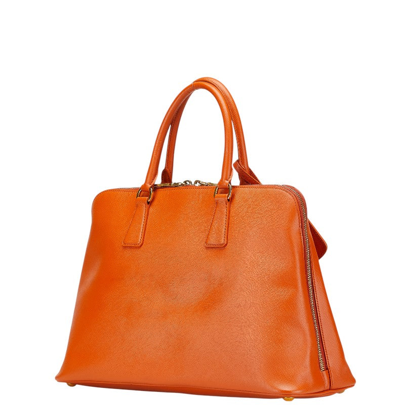 プラダ 三角ロゴプレート ハンドバッグ オレンジ レザー レディース PRADA 【中古】