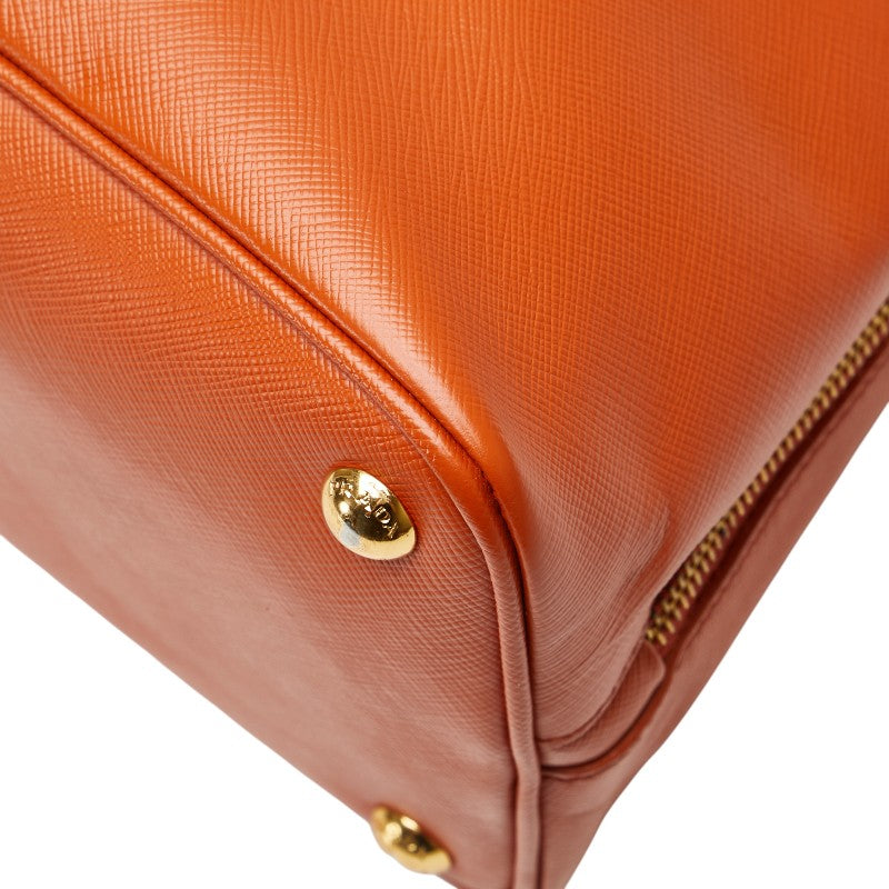 プラダ 三角ロゴプレート ハンドバッグ オレンジ レザー レディース PRADA 【中古】